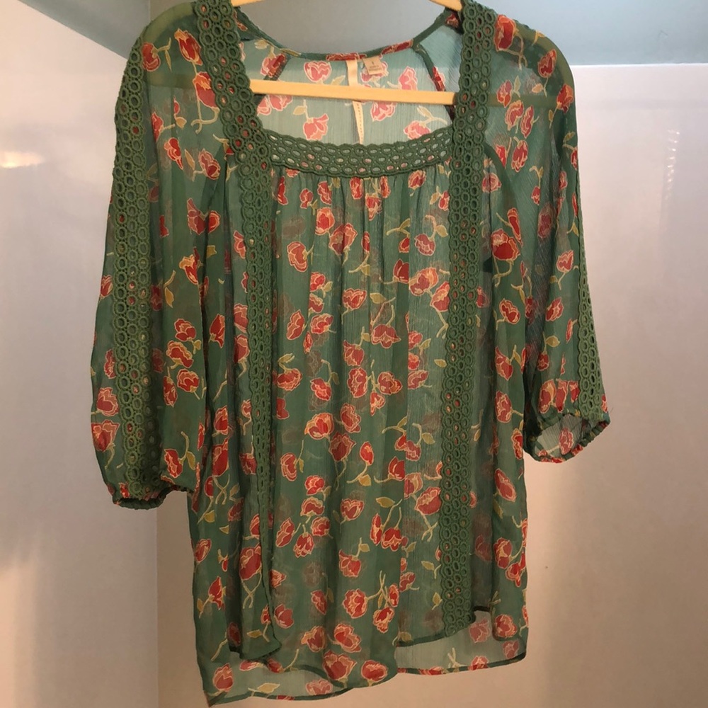 Lauren Conrad sheer floral blouse